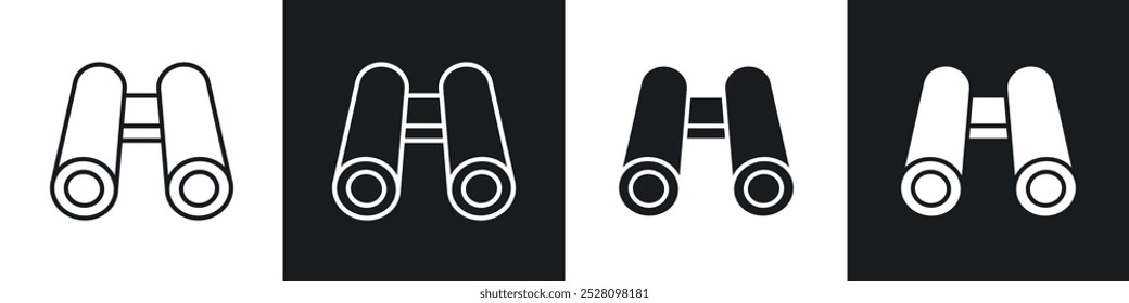Binoculars vector icon set in black and white