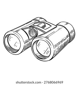 binoculars vector line art hand drawn illustration
