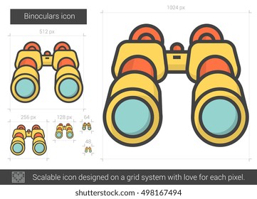 Binoculars vector line icon isolated on white background. Binoculars line icon for infographic, website or app. Scalable icon designed on a grid system.