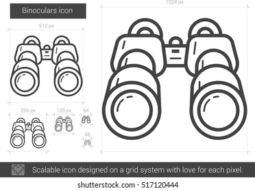 Binoculars vector line icon isolated on white background. Binoculars line icon for infographic, website or app. Scalable icon designed on a grid system.