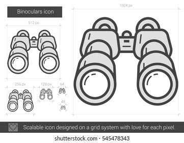Binoculars vector line icon isolated on white background. Binoculars line icon for infographic, website or app. Scalable icon designed on a grid system.