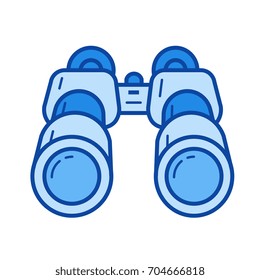Binoculars vector line icon isolated on white background. Binoculars line icon for infographic, website or app. Blue icon designed on a grid system.