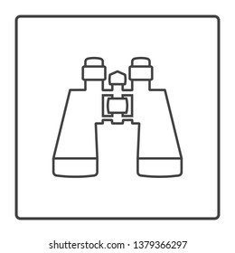 Binoculars vector line icon in a square frame on a white background