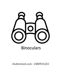 Ilustración de diseño del contorno vectorial de binoculares. Símbolo del archivo EPS 10 de fondo blanco 