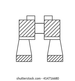 Binoculars vector outline icon isolated on white background. Watching optics for hiking and camping in thin line design. Pictogram for website and applications