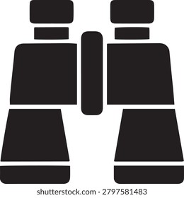 Binoculars Vector Silhouette Icon for Exploration, Outdoor Adventure, Field Scouting, and Travel UI.
