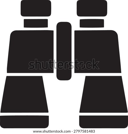 Binoculars Vector Silhouette Icon for Exploration, Outdoor Adventure, Field Scouting, and Travel UI.