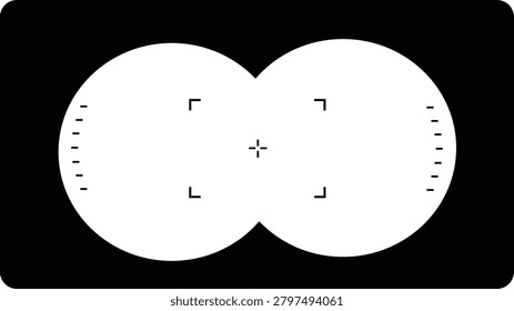 Binoculars view icon. optical binocular aim sight symbol. telescope zoom frame. Spy POV sign. Tourist point of view overlay template. flat style.