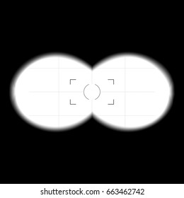 Binoculars View Template. Vector Search Concept. Binoculars With Blurred, Soft Edges. Vision Illustration