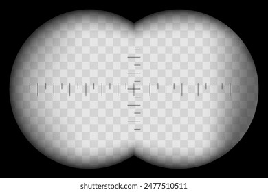 Binoculars view, viewfinder frame. Optical binocular aim sight and telescope zoom. Sight view of lookout. Point of view, overlay 