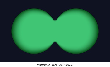 Binoculars viewfinder template. Realistic 3d illustration of transparent gradient lens. Vector card of view binoculars with soft blurry edges and green color transparency fields.