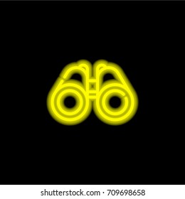 Binoculars yellow glowing neon ui ux icon. Glowing sign logo vector