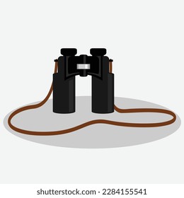 Binoculares zoom icono negro de la web plana, logo del sitio web, ilustra una imagen de color en un fondo aislado con sombra