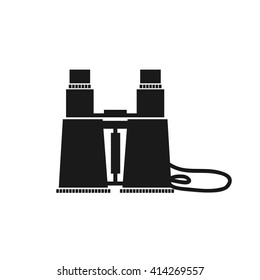 Binoculars zoom black flat web icon, website logo, illustrated a color image on an isolated background