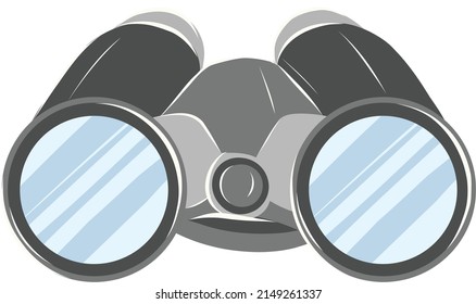 Binoculars with zooming lenses, surveillance elements. Binocular used by detective for spying the suspect.