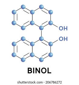 Binol (binaphthol) chemical compound moleccular structure. Vector illustration.