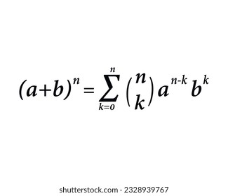 Binomial Theorem Formula on the white background. School. Math. Vector illustration. 