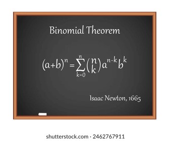 Binomial Theorem on a black board. Science education vector illustration