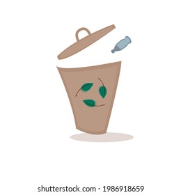 Bins Green with Recycle Waste Symbol