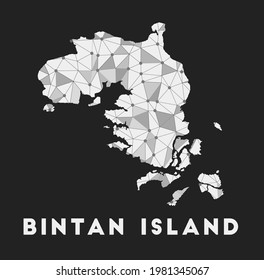 Bintan Island - communication network map. Bintan Island trendy geometric design on dark background. Technology, internet, network, telecommunication concept. Vector illustration.