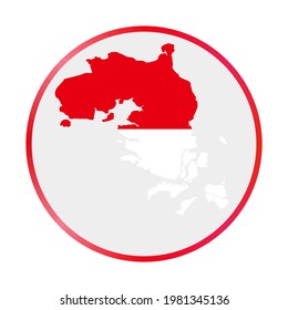 Bintan Island icon. Shape of the map with Bintan Island flag. Round sign with flag colors gradient ring. Captivating vector illustration.
