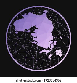 Bintan Island icon. Vector polygonal map. Bintan icon in geometric style. The island map with purple low poly gradient on dark background.