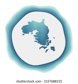 Bintan Island logo. Badge of the island. Layered circular sign around Bintan shape. Stylish vector illustration.