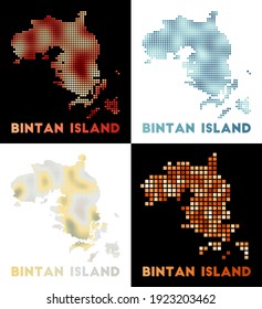 Bintan Island map. Collection of map of Bintan Island in dotted style. Vector illustration.