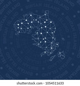 Bintan Island network style island map. Immaculate space style, modern design for infographics or presentation.