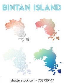 Bintan Island polygonal island map. Mosaic style maps collection. Bright abstract tessellation, geometric, low poly, modern design. Bintan Island polygonal maps for infographics or presentations.