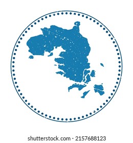 Bintan Island sticker. Travel rubber stamp with map shape, vector illustration. Can be used as insignia, logotype, label, sticker or badge of the Bintan Island.