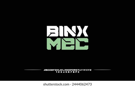 Binx Mec Sport ist eine moderne italienische Alphabet-Schriftart. Typografie urbanen Stil Schriftarten für Technologie, Digital, Film-Logo-Design. Vektorillustration