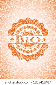 Bio abstract orange mosaic emblem