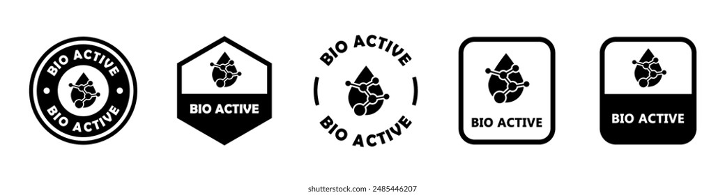 Bio Active - letreros de Vector para la etiqueta de embalaje de complementos alimenticios.