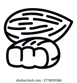 Icono de almendra de bio. Icono del vector del bosquejo bio-almendro para el diseño web aislado en fondo blanco
