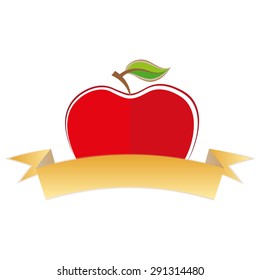 bio Apple isolated flat food icon banner ribbon logo vector business template vegan element