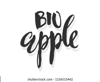 Bio apple - vector illustration with handdrawn lettering for your designs