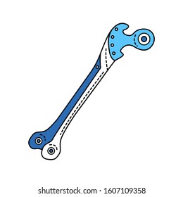 Bio artificial bone color line icon. Material that can be used in bone grafts, to replace human bone that was lost. Pictogram for web page, mobile app, promo. Editable stroke.