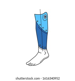 Bio artificial leg color line icon. Type of prosthesis. Replaces an absent natural leg. Pictogram for web page, mobile app, promo. UI UX GUI design element. Editable stroke.