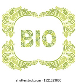 Bio. Beautiful decorative element of leaves. Vector illustration