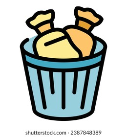 Bio bin icon outline vector. Bag trash. Waste garbage color flat