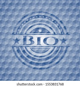 Bio blue polygonal emblem. Vector Illustration. Detailed.