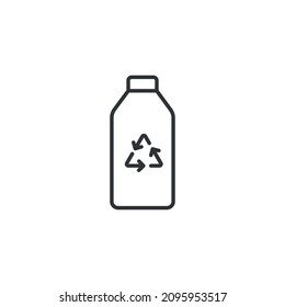 Bio bottle, eco bottle, biodegradable bottle simple thin line icon vector illustration. For web and mobile UI UX