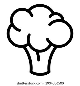 Bio Broccoli Symbol. Umriss-Bio-Brokkoli-Vektorsymbol für Webdesign einzeln auf weißem Hintergrund
