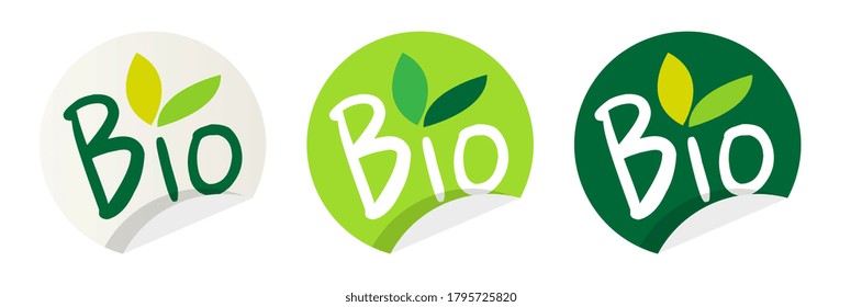 Etiqueta de burbuja de bio aislada en fondo blanco