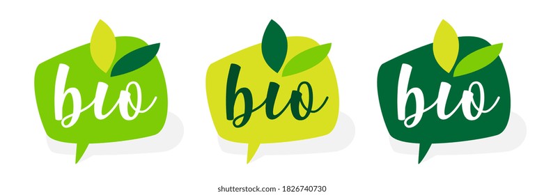Bio bubble tag isolated on white background