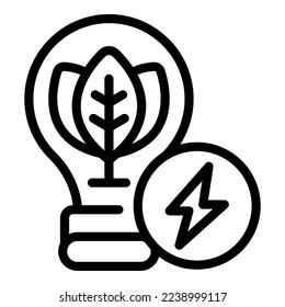 Bio-Glühbirne-Symbol-Umrandungsvektor. Öko-Energie. Alternative Energie