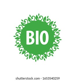 Bio card, poster, logo, written on watercolor green background illustration