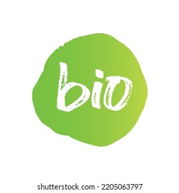 Bio card, poster, logo, written on watercolor green background illustration.