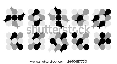 Bio cell logo, medical circuit diagonal sign. Alphabet curves as modern arrow. Innovative science integrated symbol. Connected dots merge as molecule circle. Round puzzle shape, moving round vector